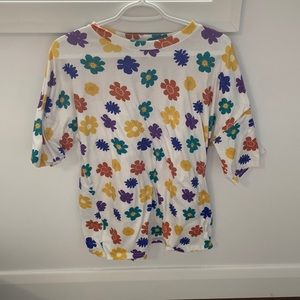 White flowered oversize T-shirt